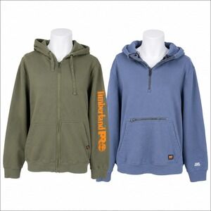 Lot of 2 Timberland PRO Rain Repel Hoodies Mens M Green Blue Zip Up Workwear